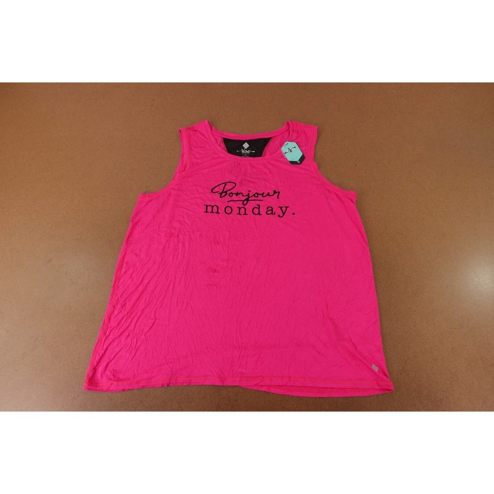 Rise Women's Size 1X Pink Bonjour Monday Sleeveless Pullover Tank Top NWT